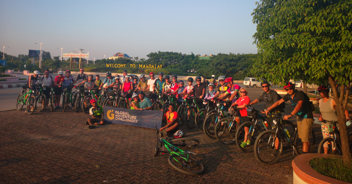 Team of cyclists in Burma