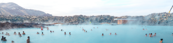 A group of people in the Blue Lagoon, Iceland